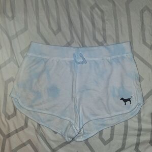 VS PINK Light Blue and White Drawstring Shorts